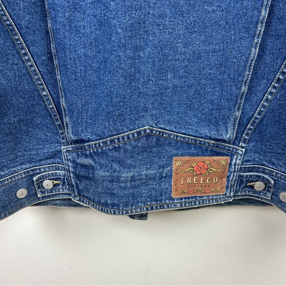Freego Western Vintage studded beaded Jean denim jacket size: M - Picture 13 of 14